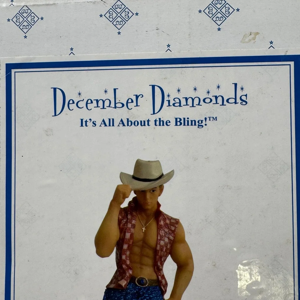 December Diamonds Dallas Merman Cowboy Christmas Ornament Blue Glitter 2014 Box